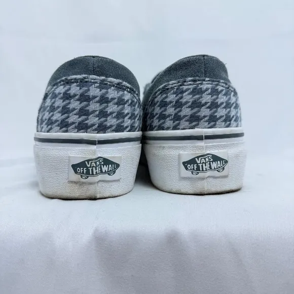 Vans Asher Platform Slip On Sneakers Plaid Houndstooth Skate Shoes Women's 6.5