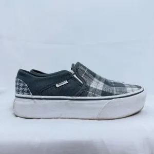 Vans Asher Platform Slip On Sneakers Plaid Houndstooth Skate Shoes Women's 6.5
