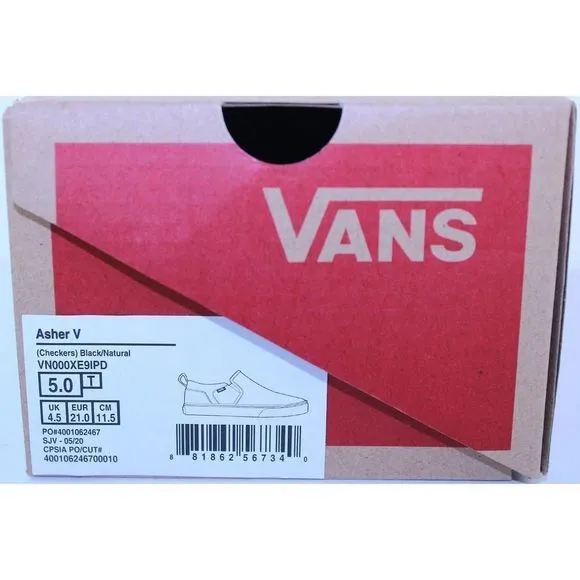 Vans Asher Slip-On Black White Crystal Sneakers 5M