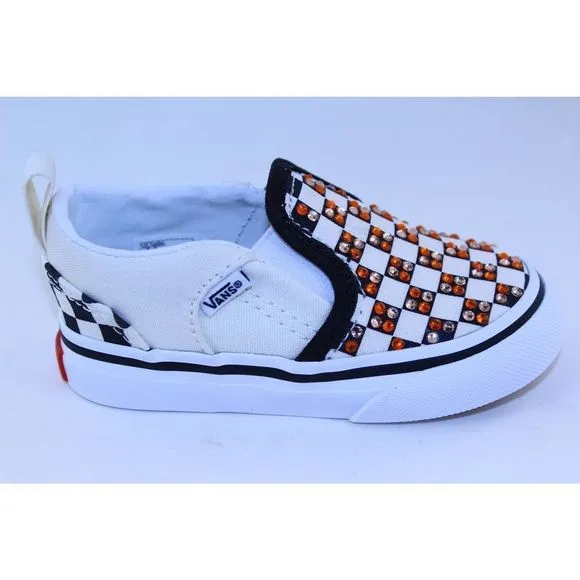 Vans Asher Slip-On Black White Crystal Sneakers 5M