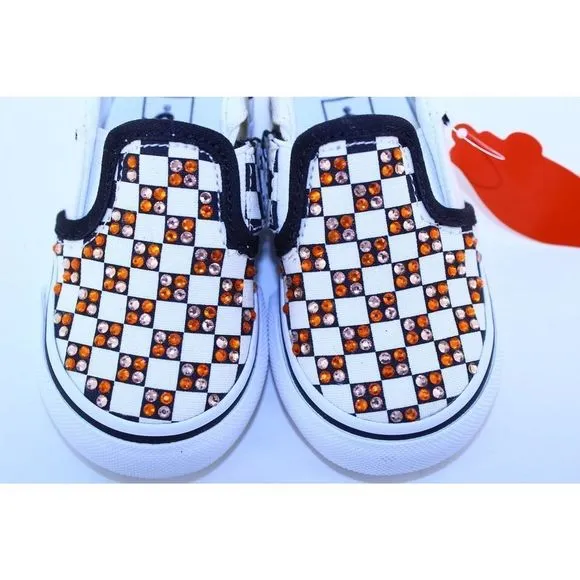 Vans Asher Slip-On Black White Crystal Sneakers 5M