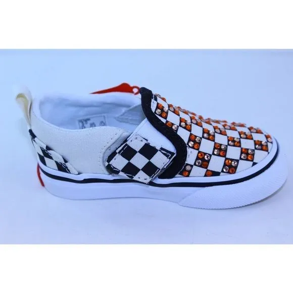 Vans Asher Slip-On Black White Crystal Sneakers 5M