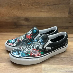 Vans Black Slip-On Sneakers with Colorful Floral Design