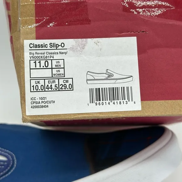 Vans Blue Slip-On Sneakers with Flame Design