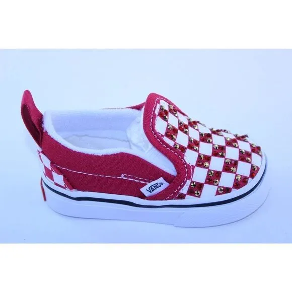 Vans Checkerboard Classic Slip-On Red Sneakers 3.5