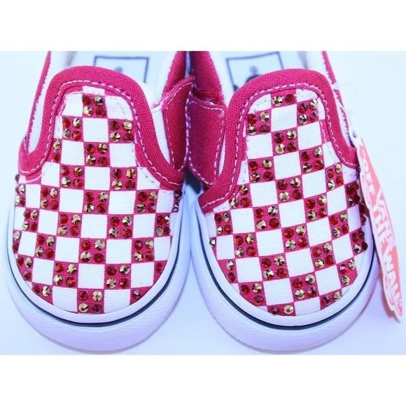Vans Checkerboard Classic Slip-On Red Sneakers 3.5
