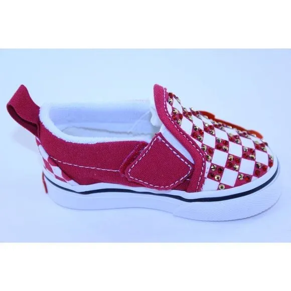 Vans Checkerboard Classic Slip-On Red Sneakers 3.5