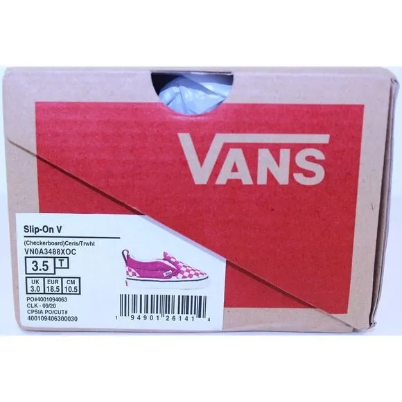 Vans Checkerboard Classic Slip-On Red Sneakers 3.5