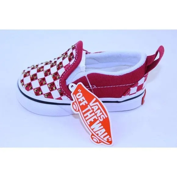 Vans Checkerboard Classic Slip-On Red Sneakers 3.5