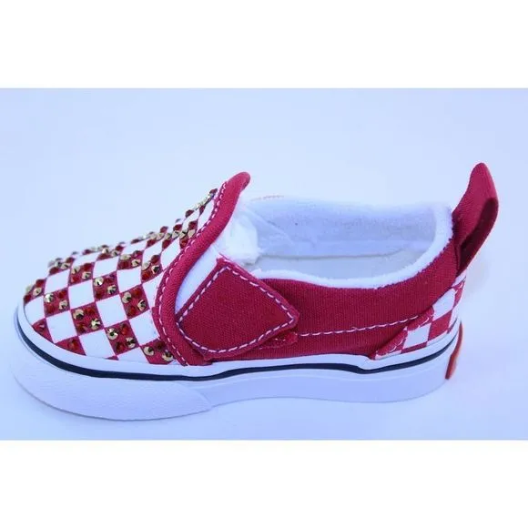 Vans Checkerboard Classic Slip-On Red Sneakers 3.5