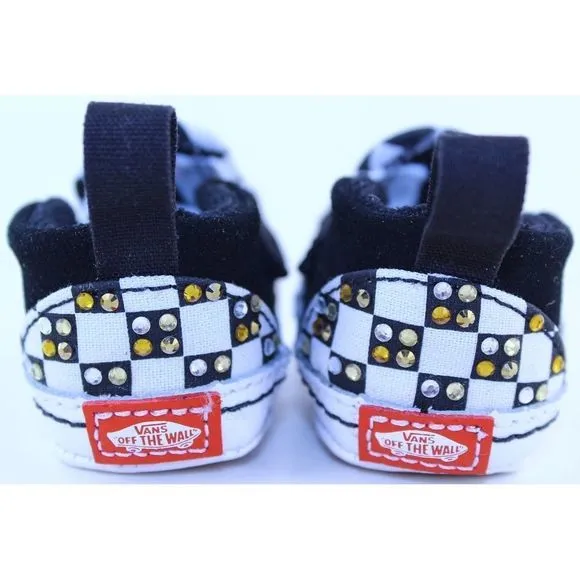 Vans Checkerboard Slip On Black Crystal Sneakers 2