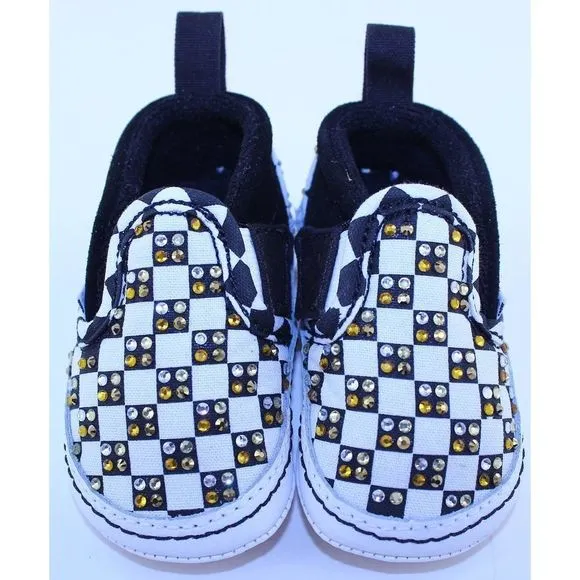 Vans Checkerboard Slip On Black Crystal Sneakers 2
