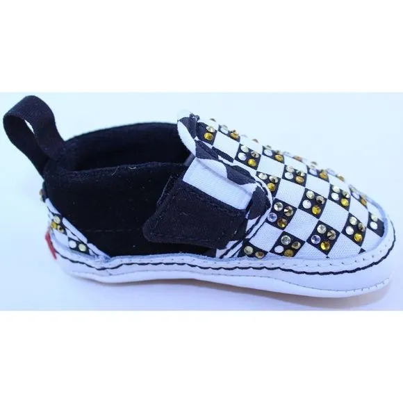 Vans Checkerboard Slip On Black Crystal Sneakers 2