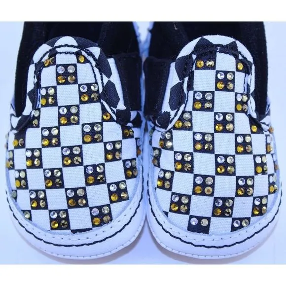 Vans Checkerboard Slip On Black Crystal Sneakers 2