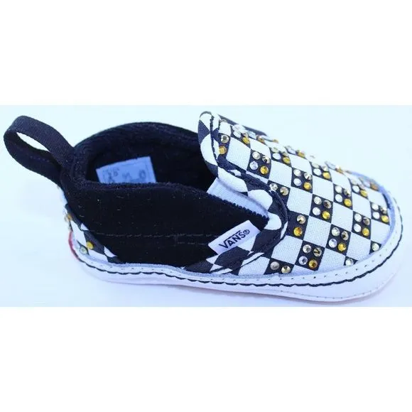 Vans Checkerboard Slip On Black Crystal Sneakers 2