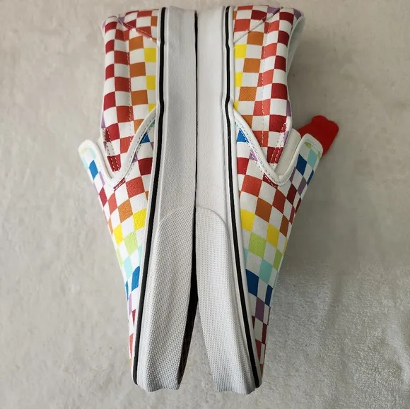 Vans Checkeredboard Rainbow Classic Slip on Sneakers VN0A3UT7U09