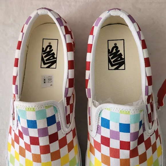 Vans Checkeredboard Rainbow Classic Slip on Sneakers VN0A3UT7U09