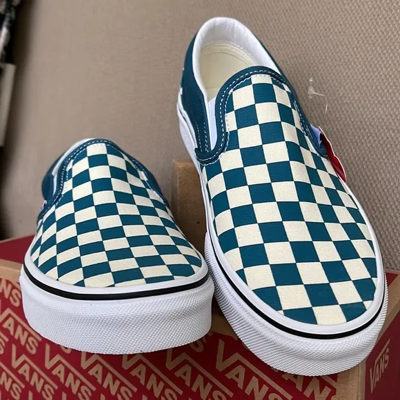 Vans Classic Slip-On Checkerboard Blue Coral / True White WMNS