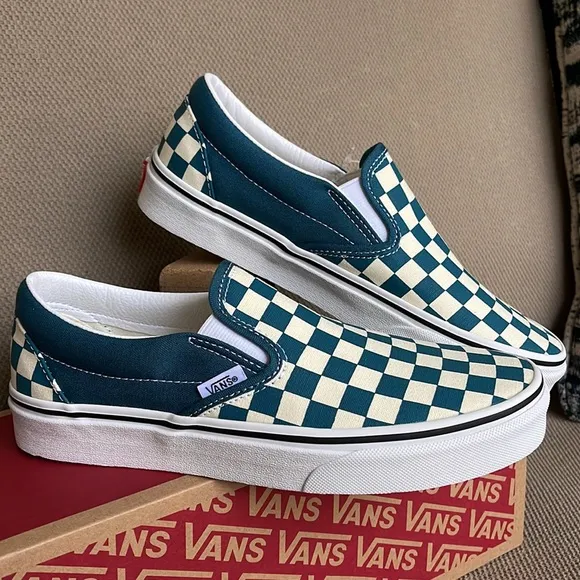 Vans Classic Slip-On Checkerboard Blue Coral / True White WMNS