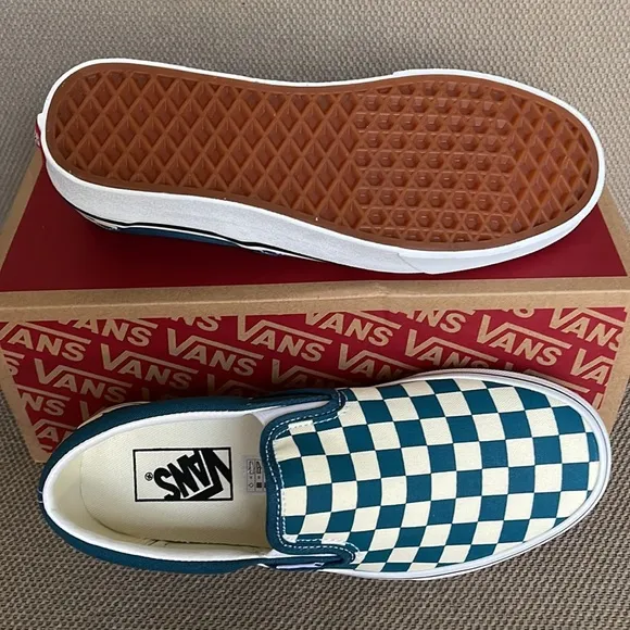Vans Classic Slip-On Checkerboard Blue Coral / True White WMNS