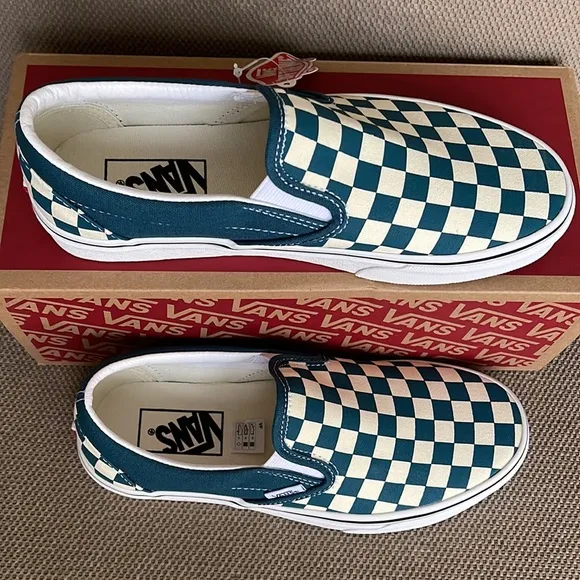 Vans Classic Slip-On Checkerboard Blue Coral / True White WMNS