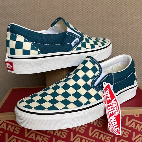 Vans Classic Slip-On Checkerboard Blue Coral / True White WMNS