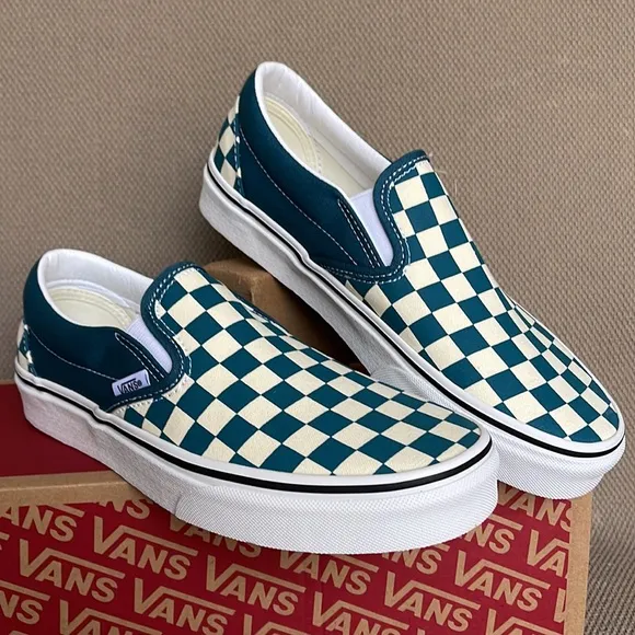 Vans Classic Slip-On Checkerboard Blue Coral / True White WMNS