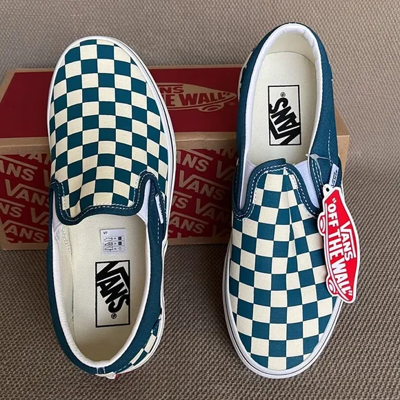 Vans Classic Slip-On Checkerboard Blue Coral / True White WMNS