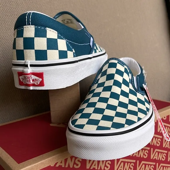Vans Classic Slip-On Checkerboard Blue Coral / True White WMNS