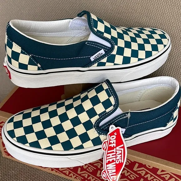 Vans Classic Slip-On Checkerboard Blue Coral / True White WMNS