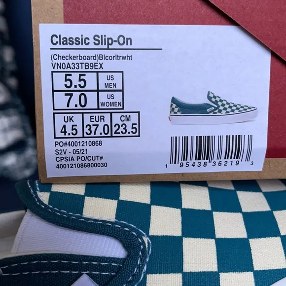 Vans Classic Slip-On Checkerboard Blue Coral/True White WMNS