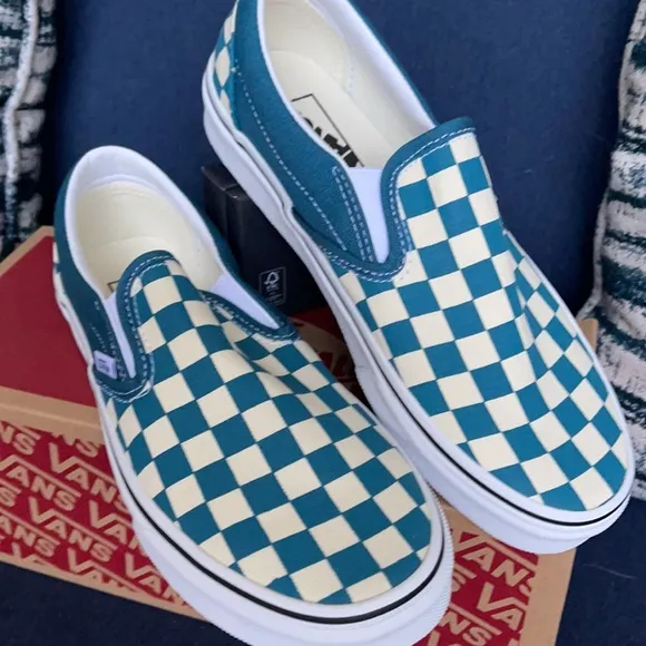 Vans Classic Slip-On Checkerboard Blue Coral/True White WMNS