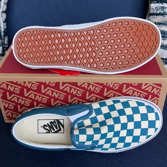 Vans Classic Slip-On Checkerboard Blue Coral/True White WMNS