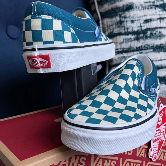 Vans Classic Slip-On Checkerboard Blue Coral/True White WMNS