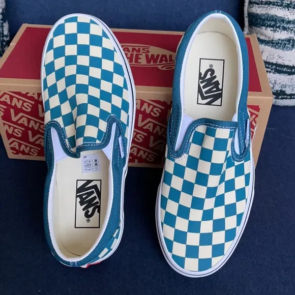 Vans Classic Slip-On Checkerboard Blue Coral/True White WMNS