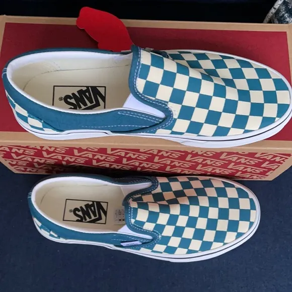 Vans Classic Slip-On Checkerboard Blue Coral/True White WMNS