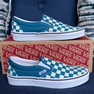 Vans Classic Slip-On Checkerboard Blue Coral/True White WMNS