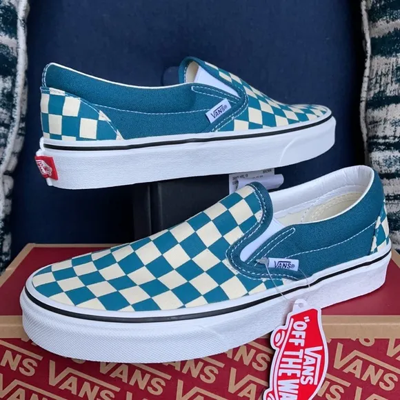 Vans Classic Slip-On Checkerboard Blue Coral/True White WMNS