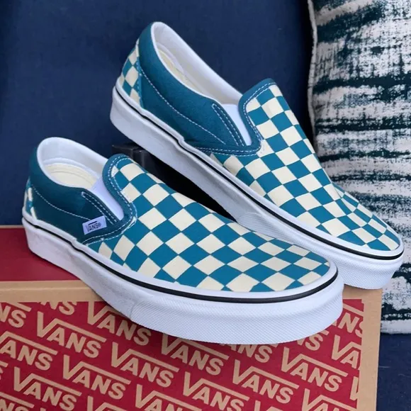 Vans Classic Slip-On Checkerboard Blue Coral/True White WMNS