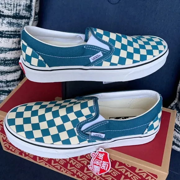 Vans Classic Slip-On Checkerboard Blue Coral/True White WMNS