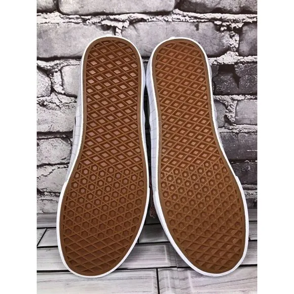 Vans Classic Slip-On Checkerboard Day White Canvas Sneakers Shoes Women 9.5M US