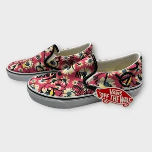 Vans Classic Slip On Floral Black Size W8 Crew Sneakers