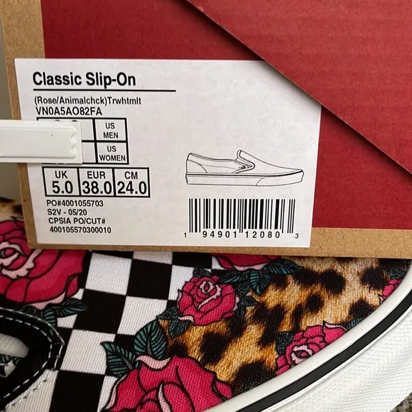 Vans Classic Slip-On Rose / Animal Check True White Multi WMNS