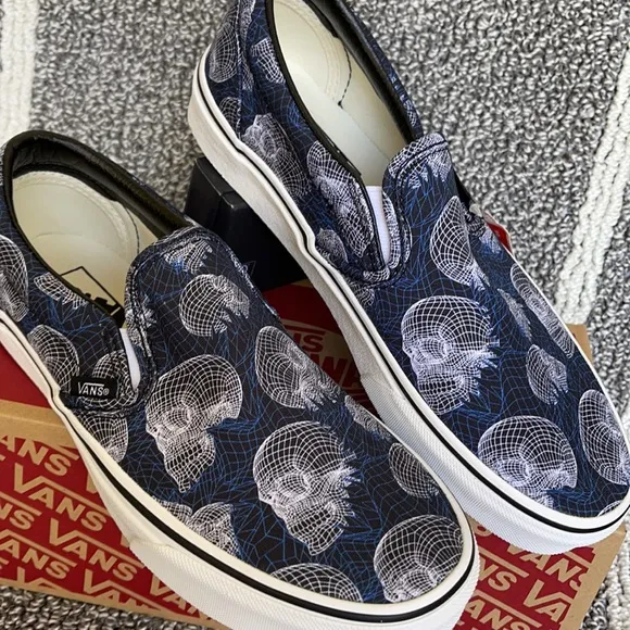 Vans Classic Slip-On Wireframe Skulls Black/True White WMNS