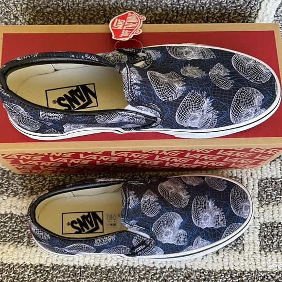Vans Classic Slip-On Wireframe Skulls Black/True White WMNS