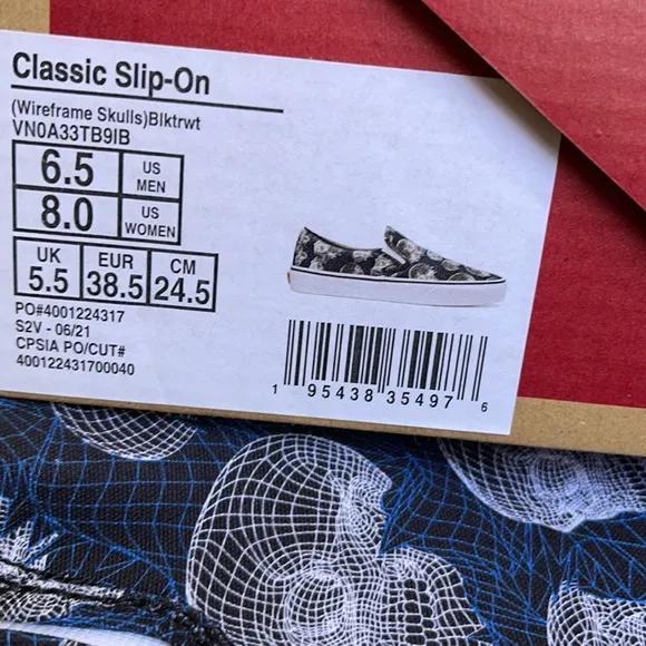 Vans Classic Slip-On Wireframe Skulls Black/True White WMNS