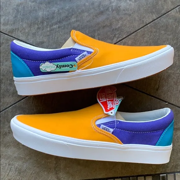 VANS COMFYCUSH SLIP ON MULTI BLOCK MULTI/TRWHT WMN