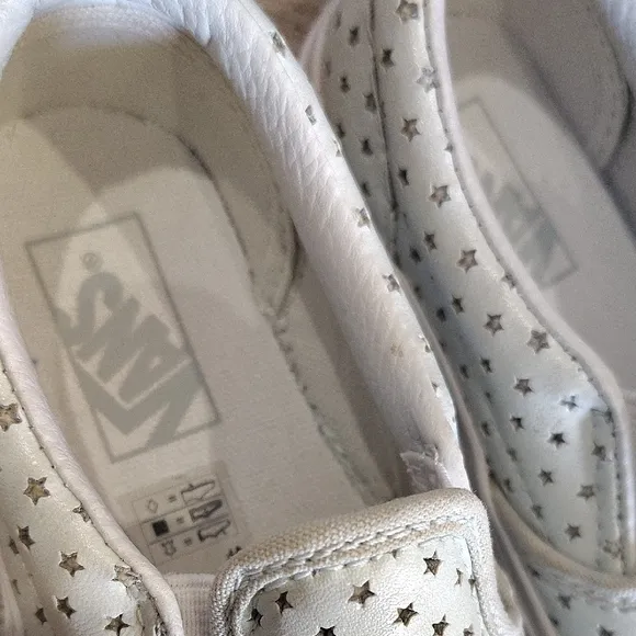 Vans Green and White Slip-On Sneakers