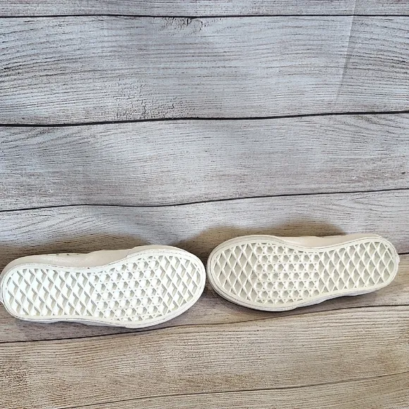 Vans Green and White Slip-On Sneakers