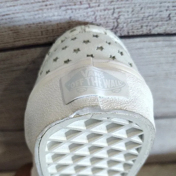 Vans Green and White Slip-On Sneakers